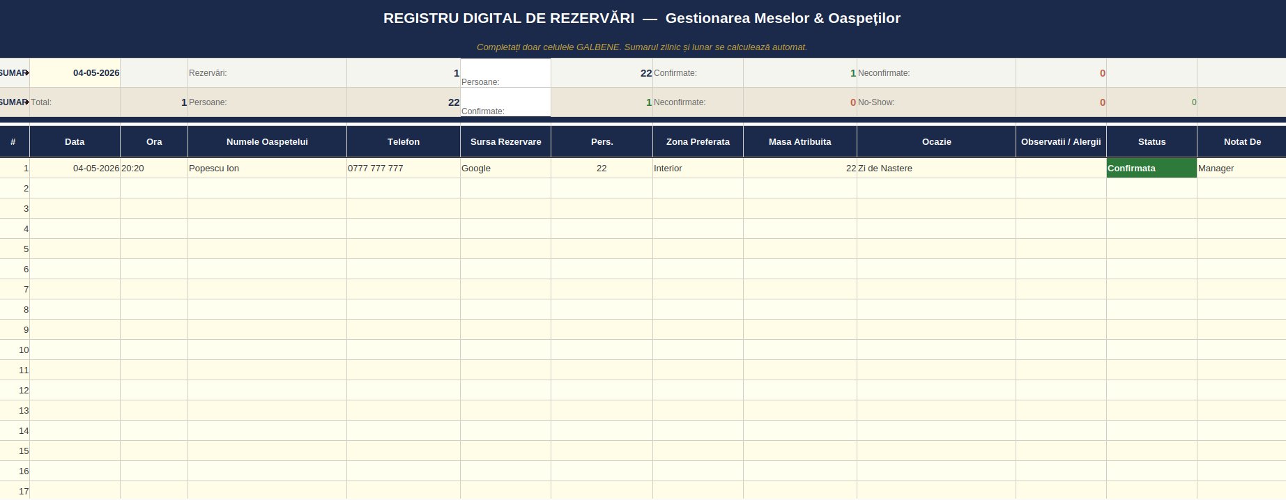 Registru Digital de Rezervări — cu date completate